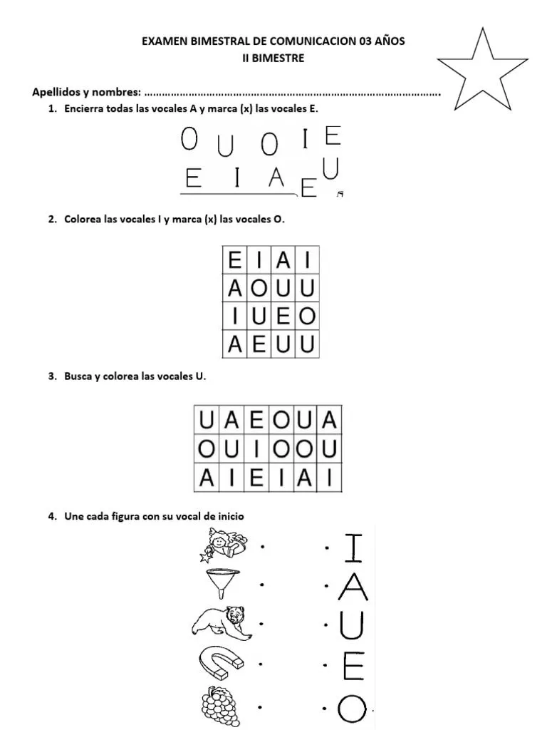 Examen II Bimestre de Comunicacion 03 Años | PDF