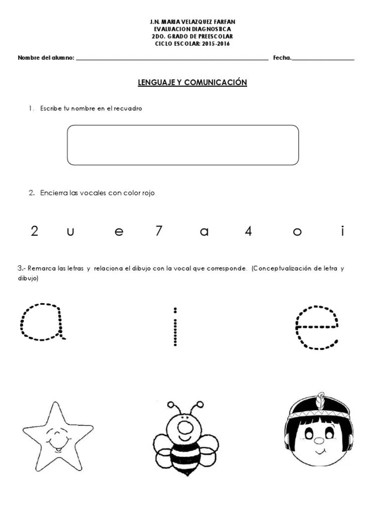 Examen Preescolar 2do Año | PDF | Jardín de infancia