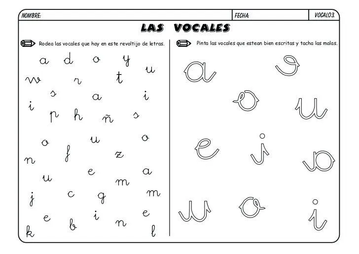 Examen de las vocales para niños - Imagui