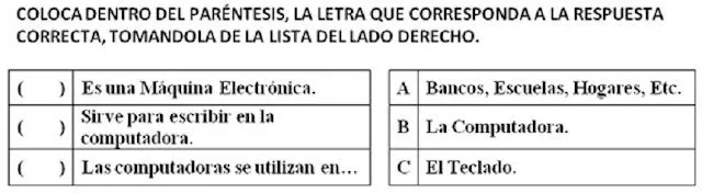 Computación Primaria Michelet: Ejemplo de Examen 1er Grado