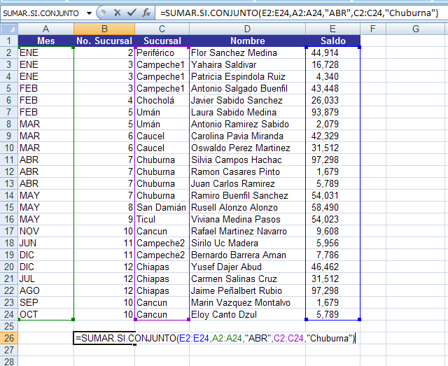 Excel 2007 Suma en CONJUNTO | Capacitate