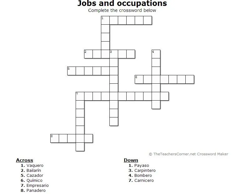 Exercises for English course: Jobs and Occupations