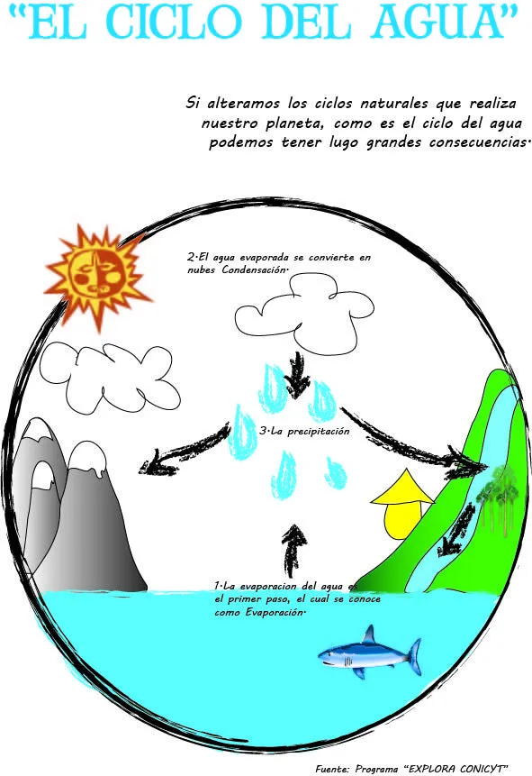 EXPLICACION Y DIBUJO DEL CICLO DEL AGUA - Imagui