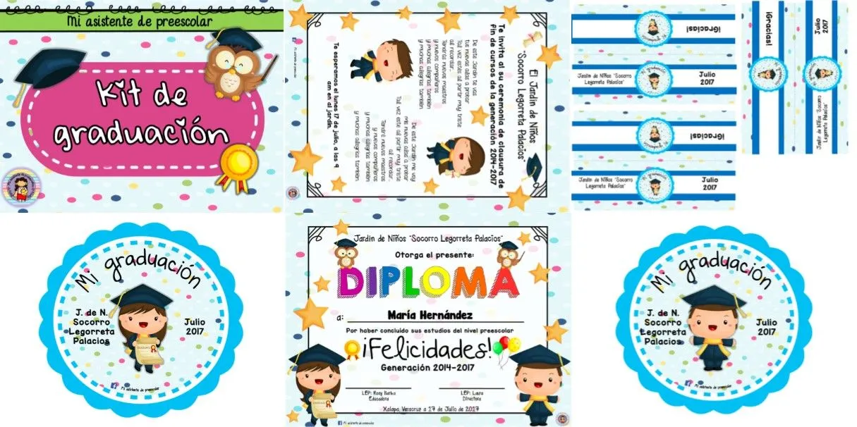 Fabuloso y lindo kit de graduación para preescolar | Material Educativo