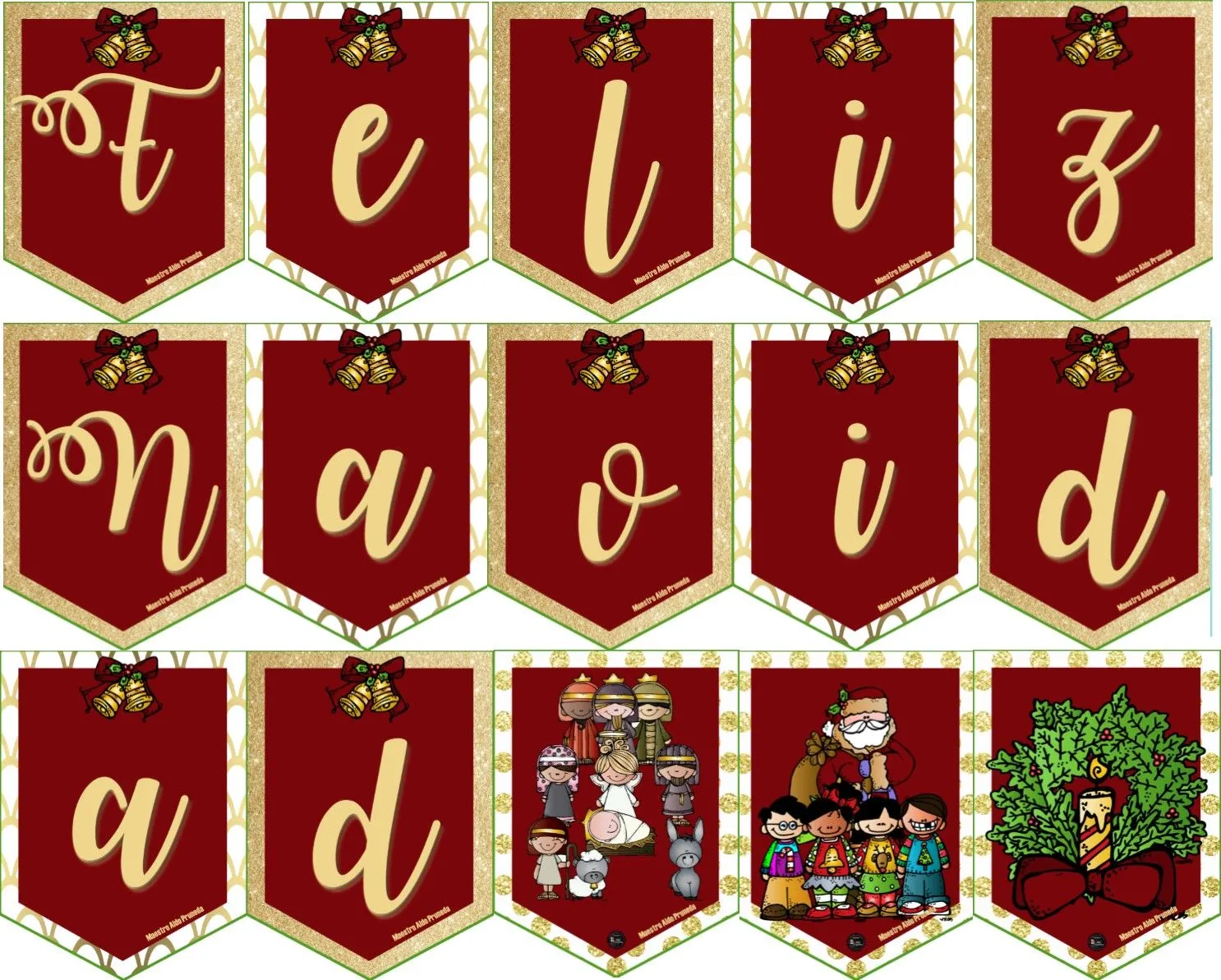 Fabulosos banderines para formar FELIZ NAVIDAD | Educación Primaria