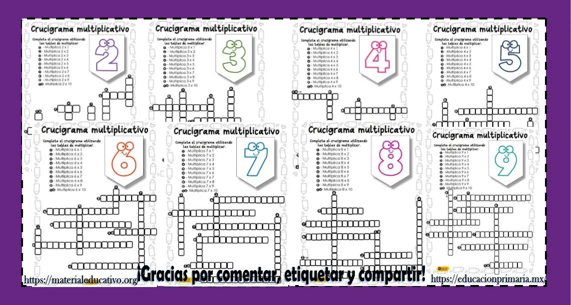 Fabulosos crucigramas con multiplicaciones | Material Educativo