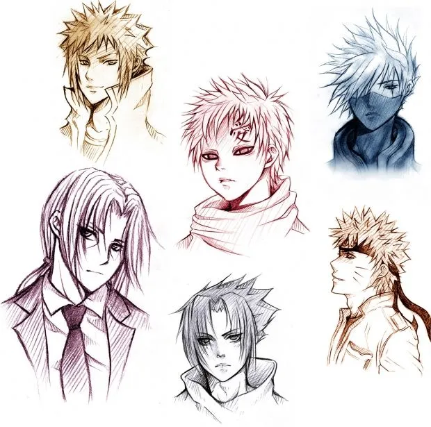 face sketches-Naruto by AikaXx