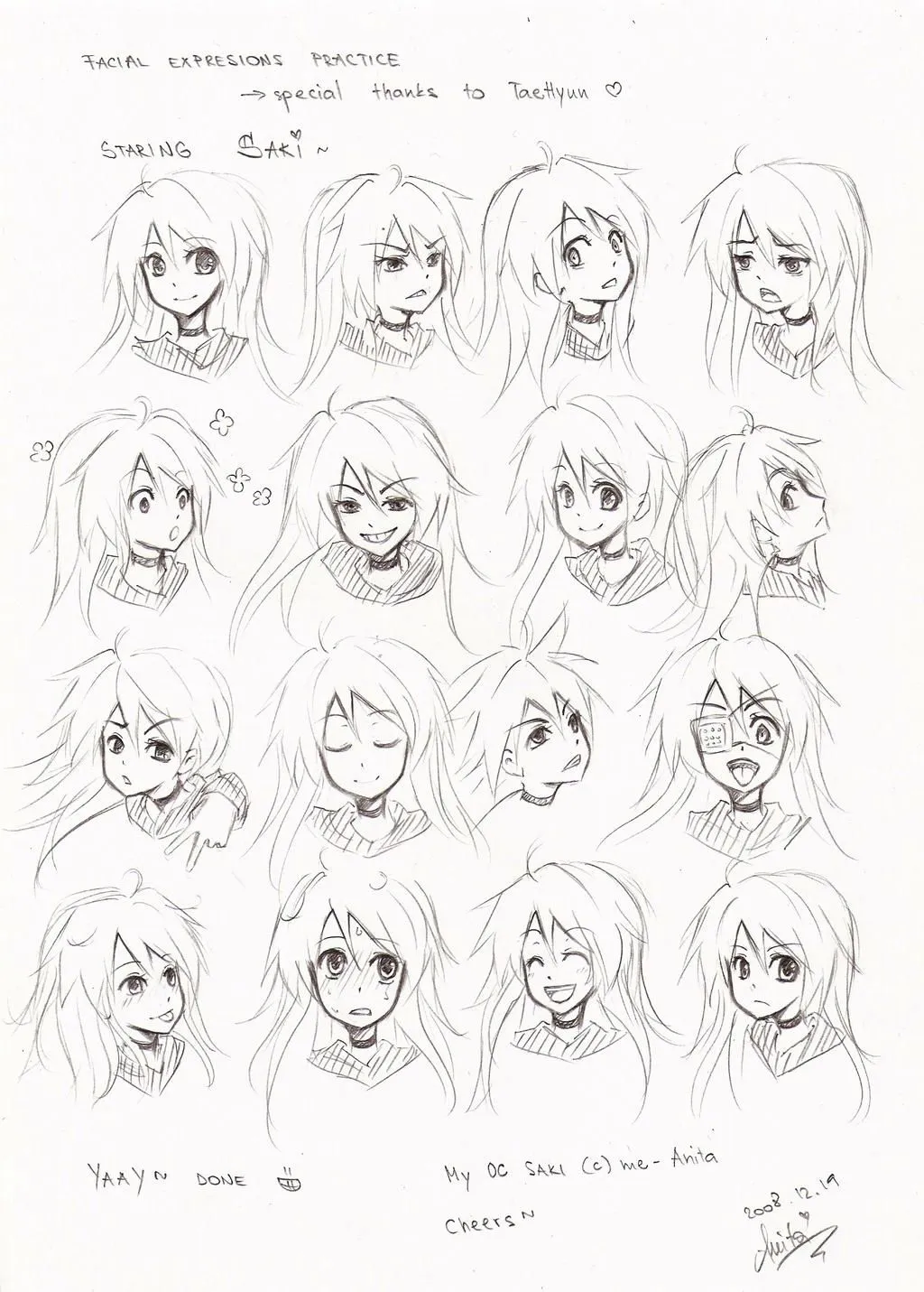 facial expressions practice by akiko sama manga anime traditional ...