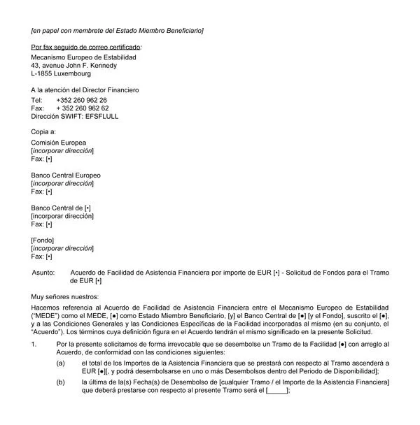Acuerdo de Facilidad de Asistencia Financiera, hecho en Madrid y ...