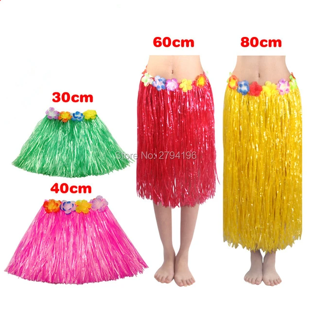 Falda de hierba Hawaiana para mujer, vestido de lujo de 30/40/60/80cm,  guirnalda de flores Hula, fiesta hawaiana, playa, diversión, despedida de  soltera - AliExpress