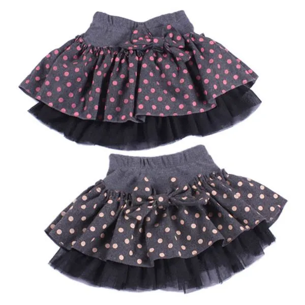 Algodón para niños niñas Muchos Dot Bowknot de lana Faldas linda ...