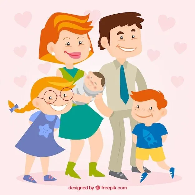 Familia feliz en estilo de dibujos animados | Descargar Vectores ...