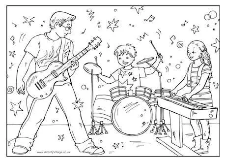 Family Band Colouring Page