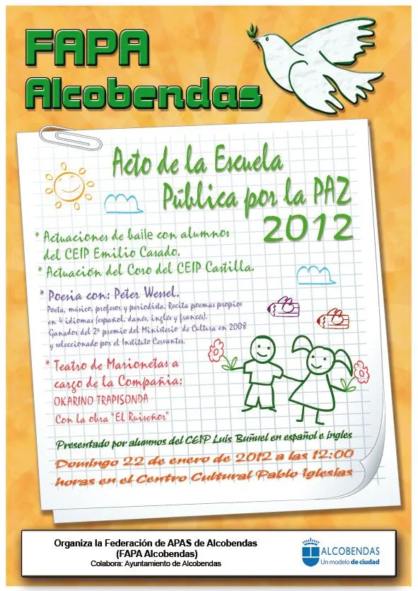 FAPA Alcobendas: Acto de la Escuela Pública por la Paz 2012