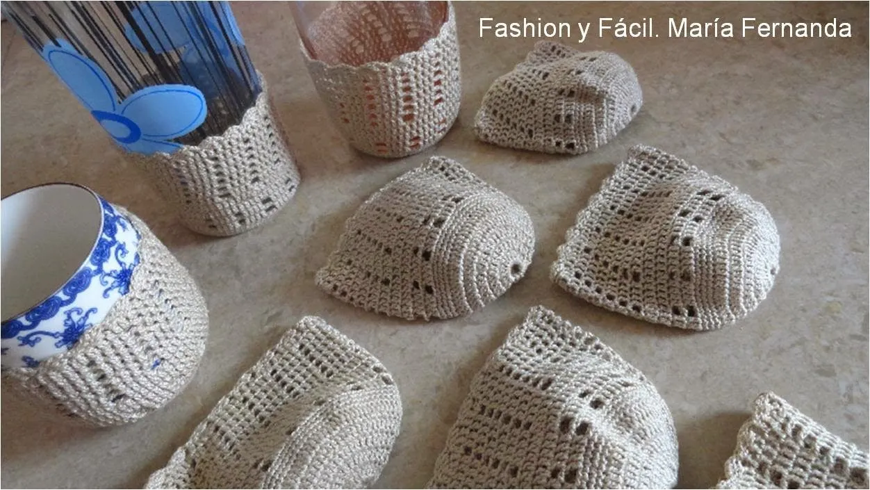 Fashion y Fácil DIY: Porta vasos a rochet (Crocheted glass holders)