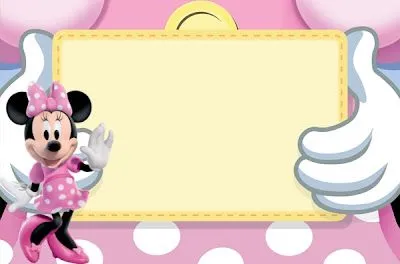 Tarjetas para imprimir gratis de Minnie Mouse en rosa, blanco y ...