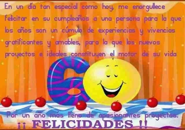 Felicitaciones para 60º cumpleaños ~ Frases de cumpleaños