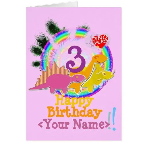 Feliz cumpleaños 3 años, su tarjeta conocida del d de Zazzle.