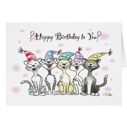 Feliz cumpleaños (gatos del canto) felicitaciones de Zazzle.