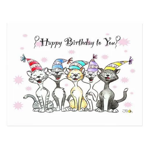 Feliz cumpleaños (gatos del canto) postal | Zazzle