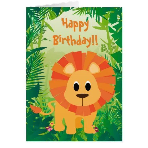 Feliz cumpleaños del león lindo tarjeta de felicitación | Zazzle