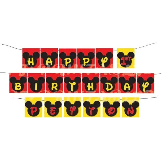 Feliz cumpleaños Mickey Mouse Banner temática con por PJsPrintables