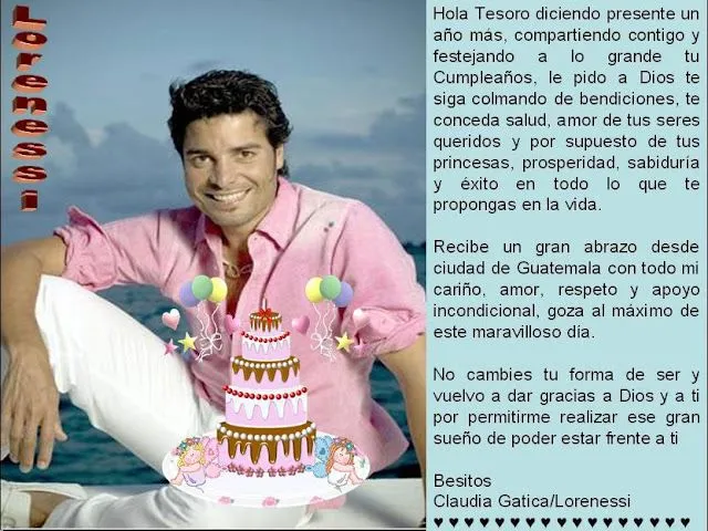 Feliz Cumpleaños No. 44 Chayanne, de parte de todos tus Amores ...