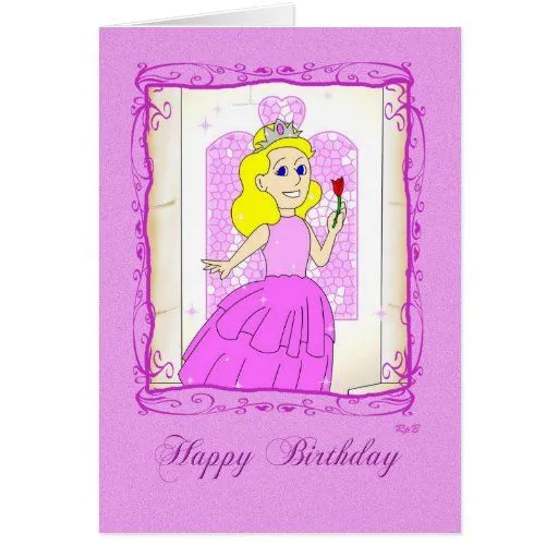 Feliz cumpleaños: Princesa rosada Tarjeta de Zazzle.