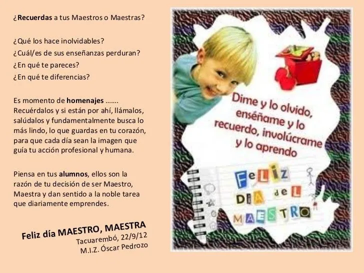 Feliz día maestro, maestra