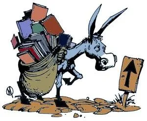 Feria del libro. Caricatura Burro con libros : Escambray