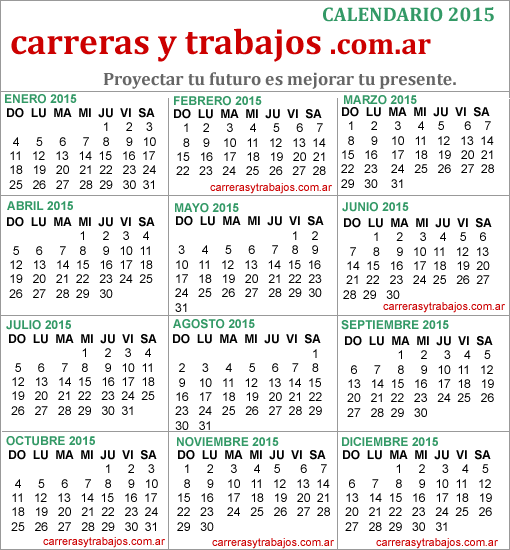 FERIADOS 2015 EN ARGENTINA, CALENDARIO, ALMANAQUE 2015
