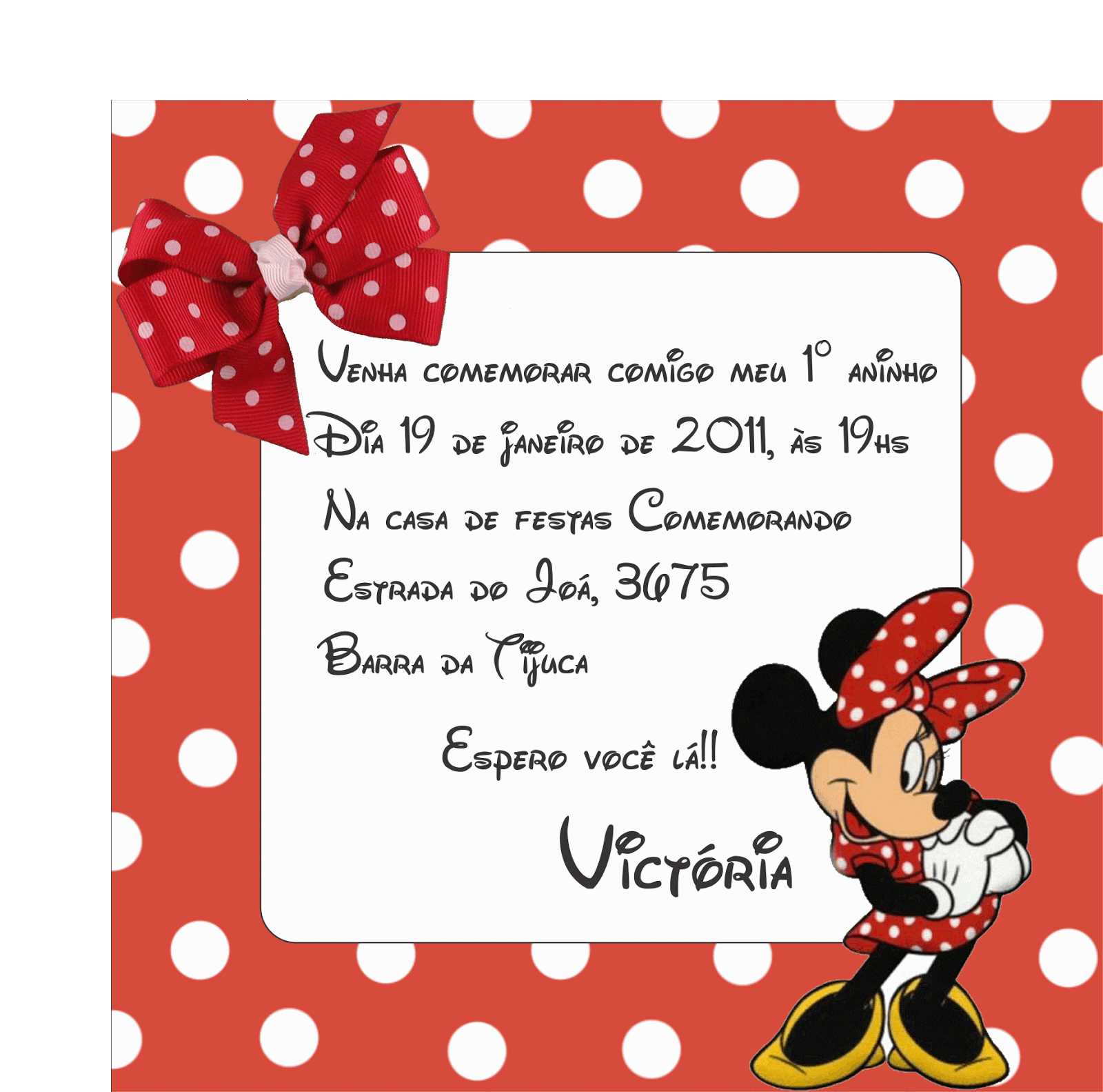 Festa em Papel: Convite Minnie