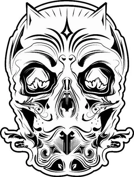 FF 26: Diablo Calavera Blanco y Negro Vector misceláneos ...