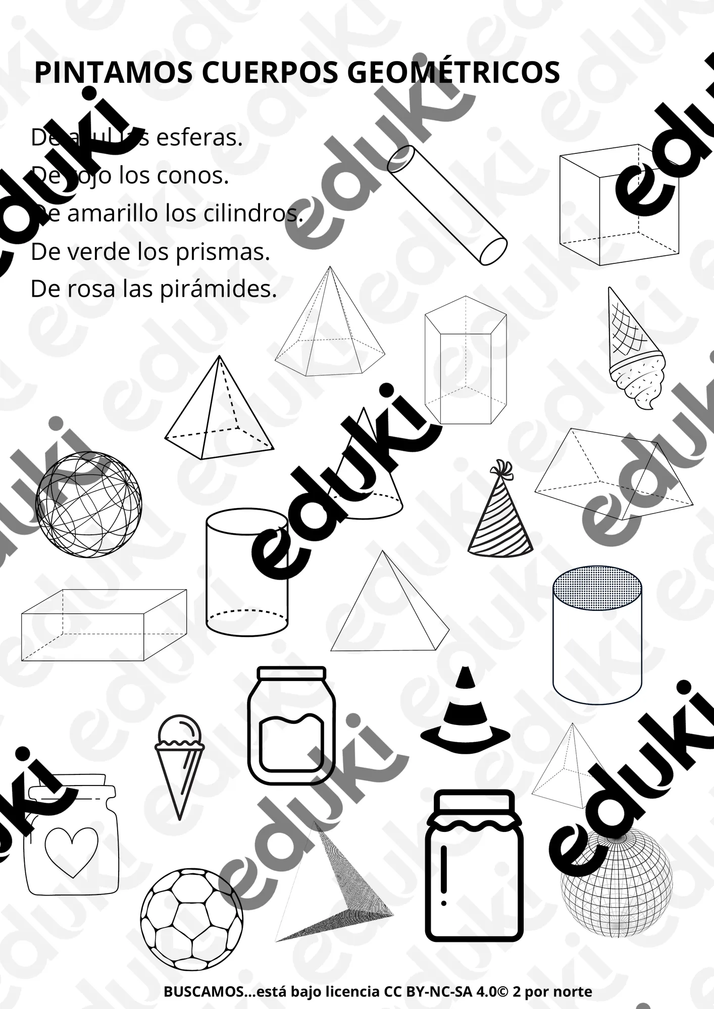 FICHA BUSCA Y COLOREA CUERPOS GEOMÉTRICOS - material de la siguiente  asignatura Matemáticas