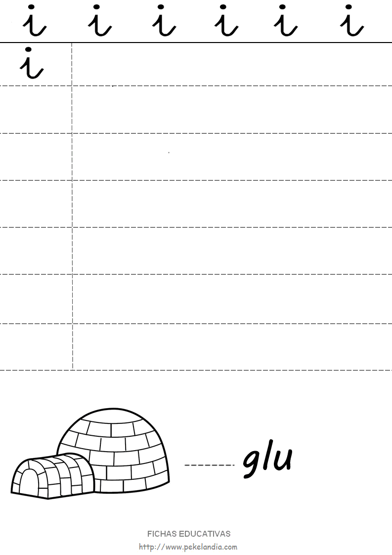 Ficha Educativa letra “i” en minúscula para imprimir (