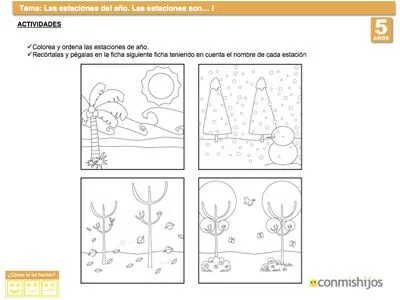 Ficha de las estaciones del año para niños de 5 años