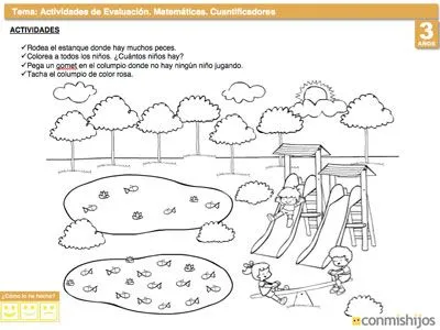 Ficha de evaluación de matemáticas. Cuantificadores