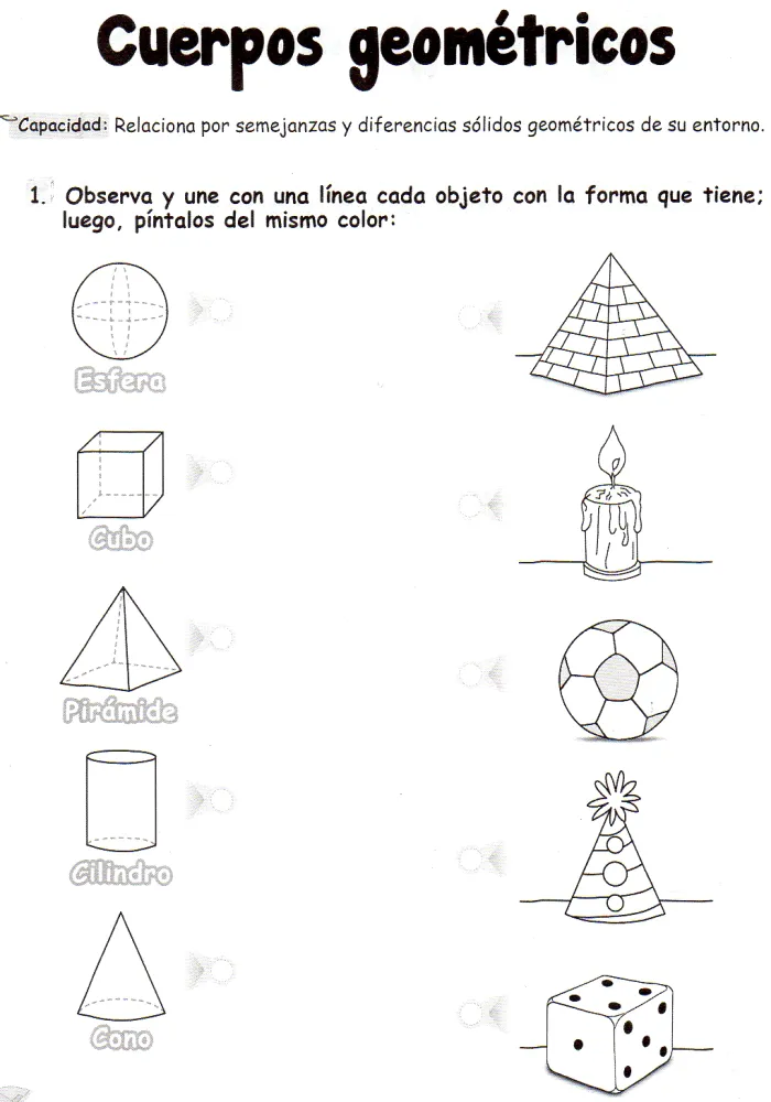 Ficha imprimible de matemáticas para 5 años. Tema: cuerpos geom… |  Actividades de geometría, Ejercicios de figuras geometricas, Fichas de  matemáticas para guardería