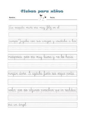 FICHAS DE CALIGRAFÍA PARA NIÑOS PRIMARIA : FICHAS PARA NIÑOS