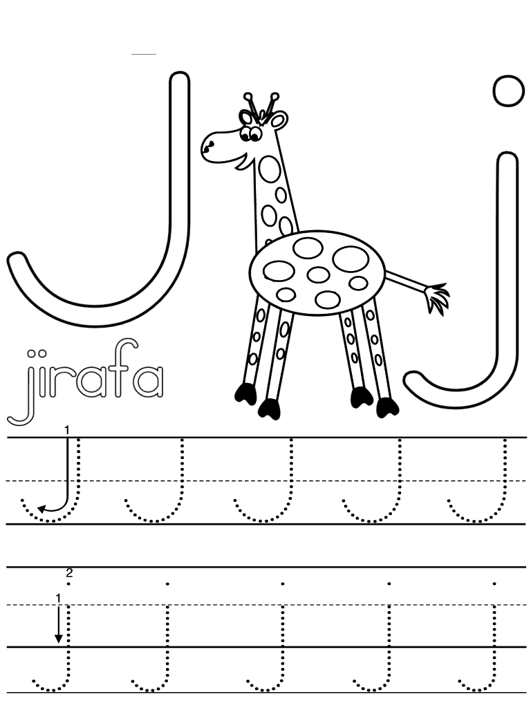 FICHAS DE CALIGRAFIA PARA NIÑOS:EL ABECEDARIO COLOREAR LETRA J ...