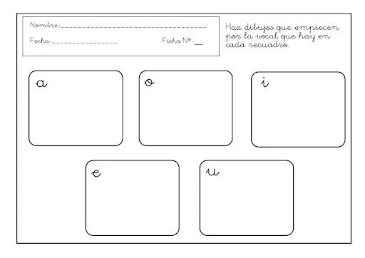 FICHAS CALIGRAFIA TODAS LAS VOCALES