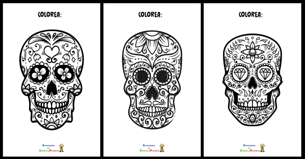 Fichas para colorear: Calaveras mexicanas