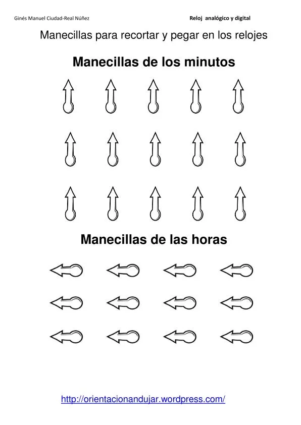 Fichas para trabajar las horas. Digital y analógico -Orientacion ...