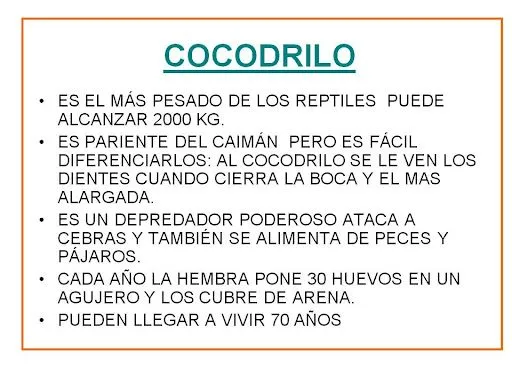 FICHAS INFANTILES: EL COCODRILO