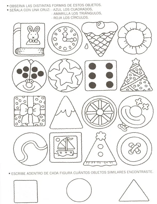 Fichas Infantiles: Fichas de figuras geométricas para infantil