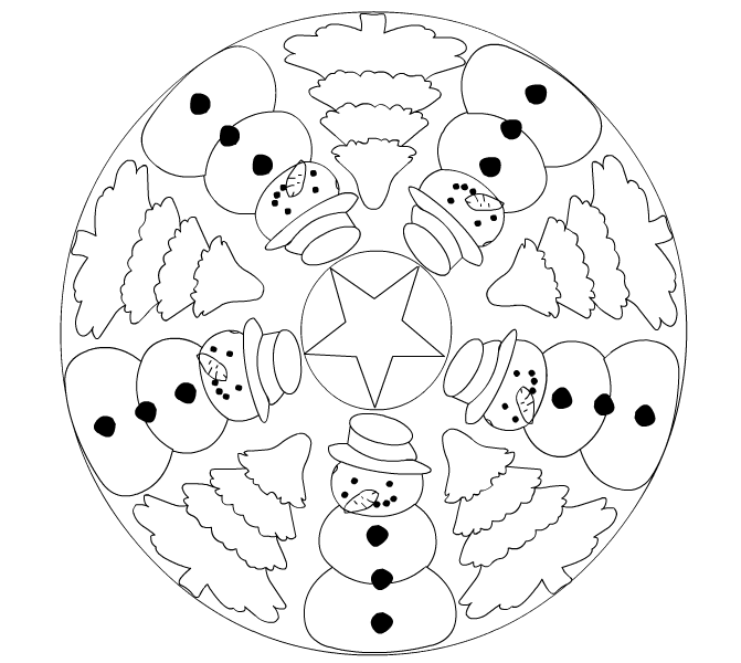 Fichas Infantiles: Mandalas para colorear de la navidad