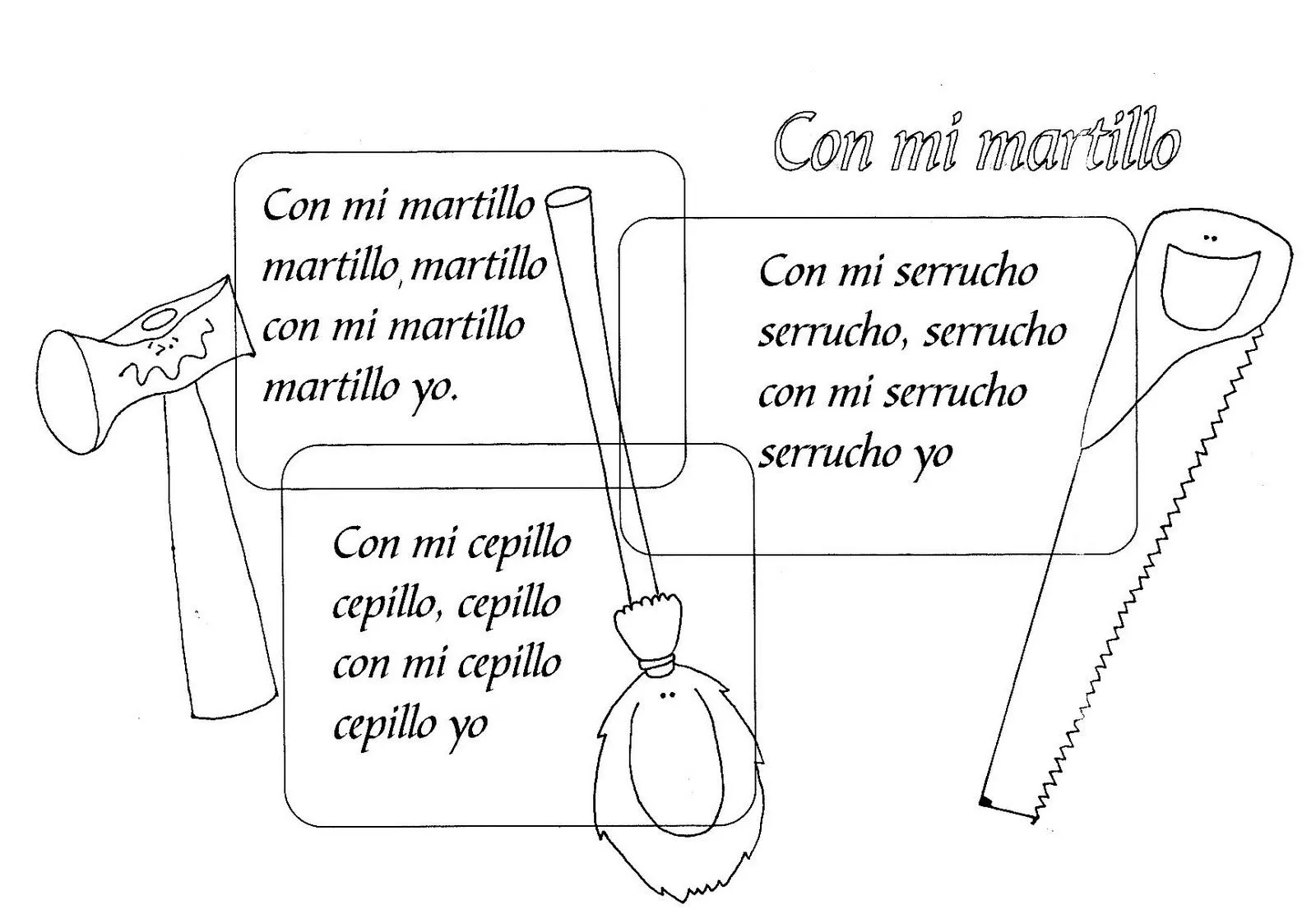 Fichas Infantiles: Poema infantil "Con mi martillo"