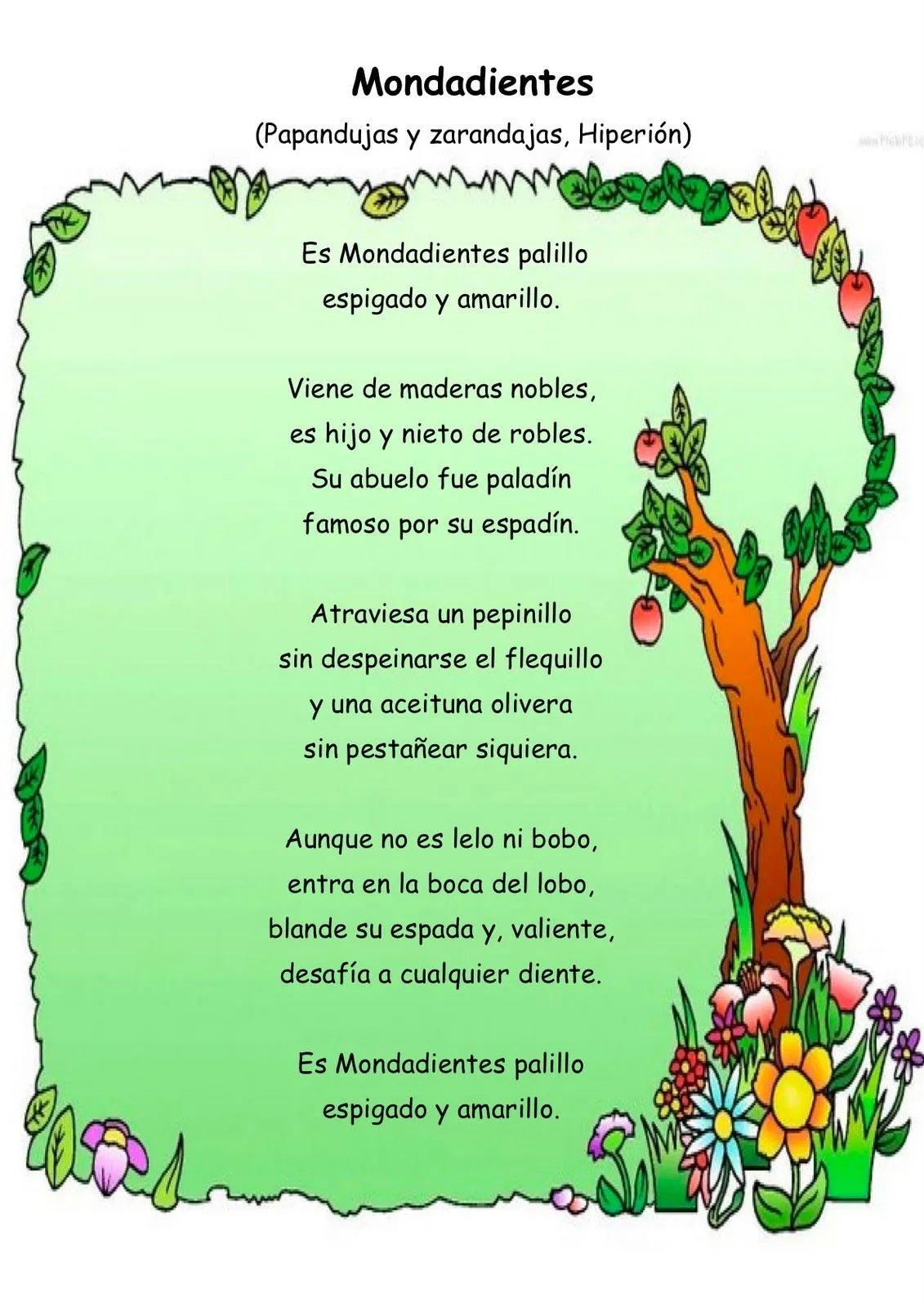 Fichas Infantiles: Poemas infantiles