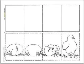 Fichas Infantiles: Secuencia de imágenes de huevo a pollo