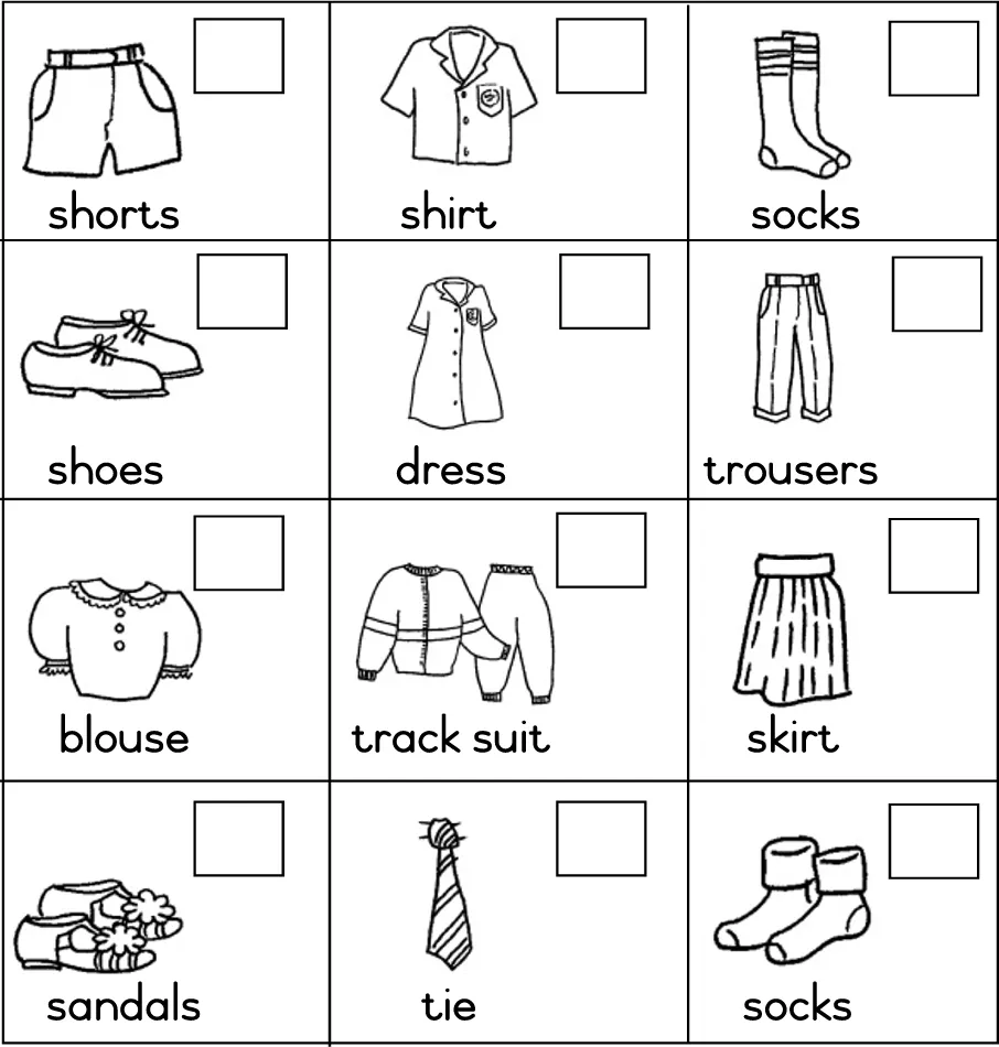 Fichas de inglés: Ficha Clothes 6: Listen and colour the clothes